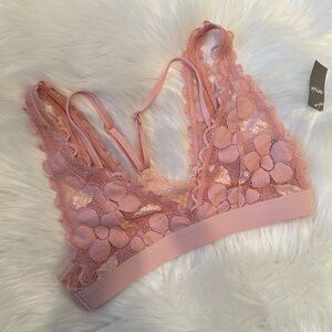 Aerie Pink Floral Lace Bralette